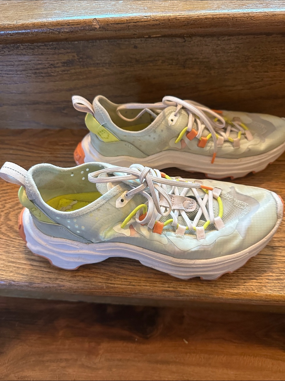 Sorel Women's Pale green/White Athletic Sneakers with Orange & Yellow Accents
